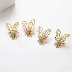 4PCS 14k Gold Plated Honeybee Charms Can Hang Pearls for Jewelry Making Pendant DIY Hand Made Brass Accessories 13*17mm