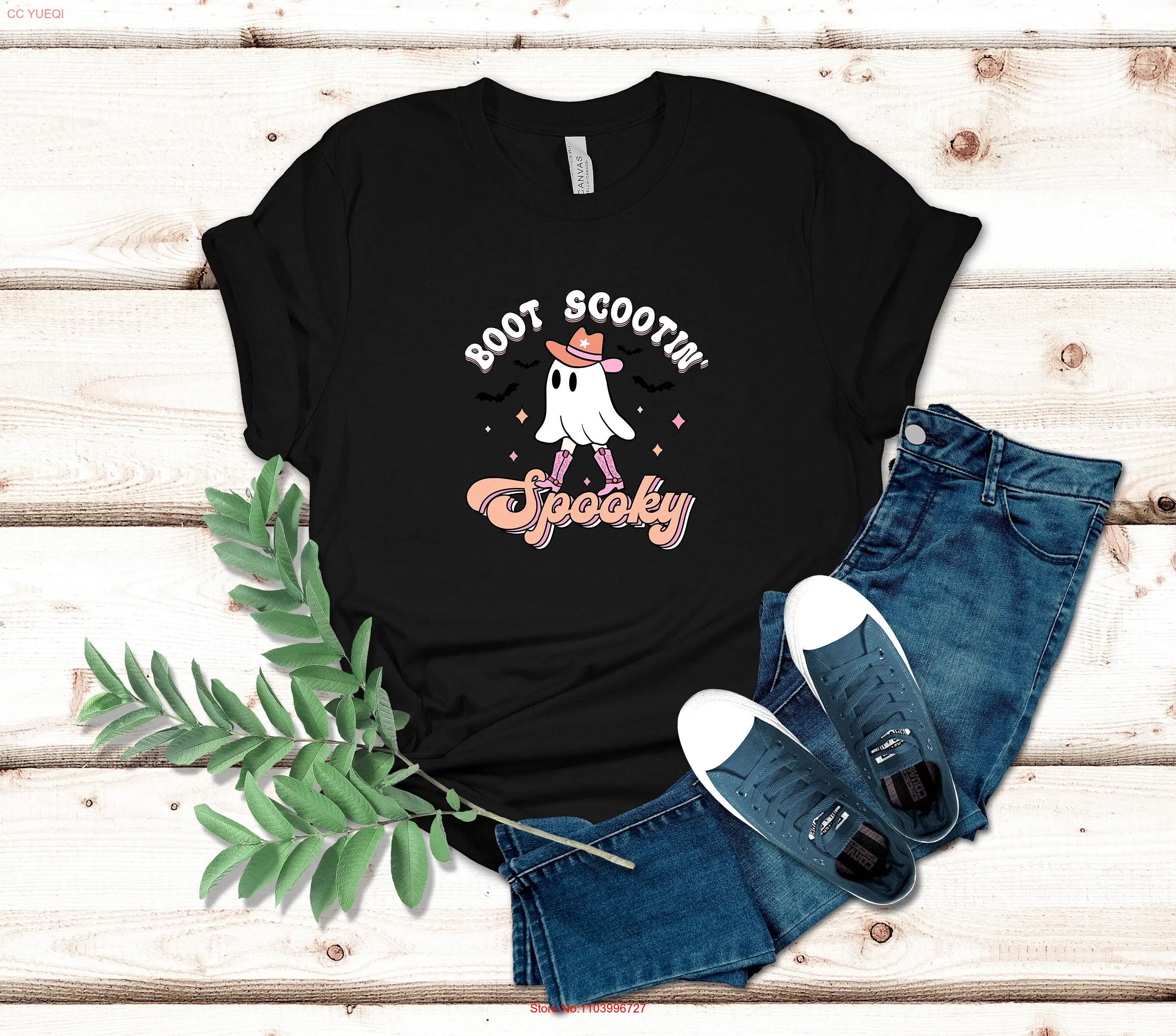 

Boot Scootin Spooky SweaT футболка милый Хэллоуин ковбой GhosT вестерн с длинными или короткими рукавами