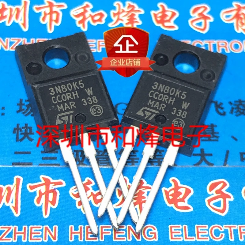 5 pces-10 pces 3n80k5 stf3n80k5 TO-220F 800v 3a novo e original em estoque