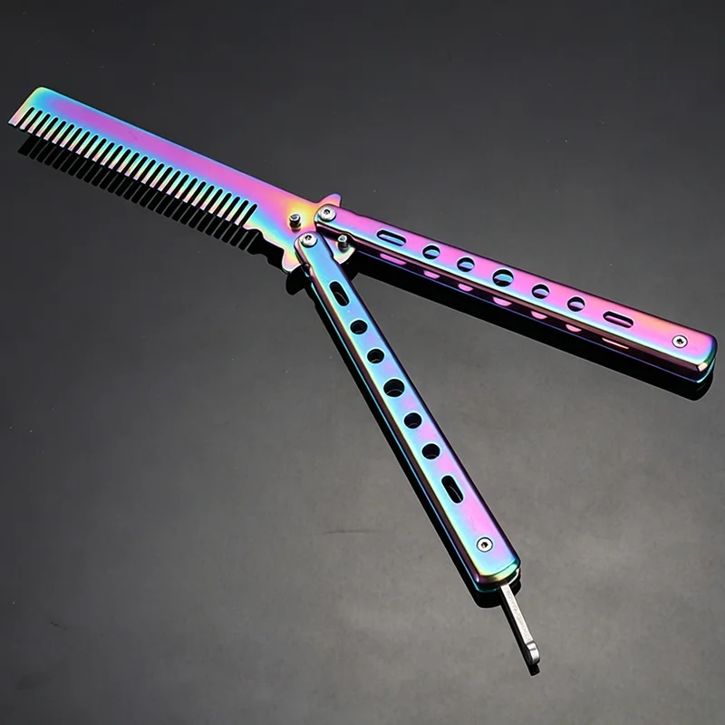 Stainless Steel Butterfly Comb Trainer For Csgo Balisong, Foldable Balisong Practice Tool For Beginners Pocket Flail Knife