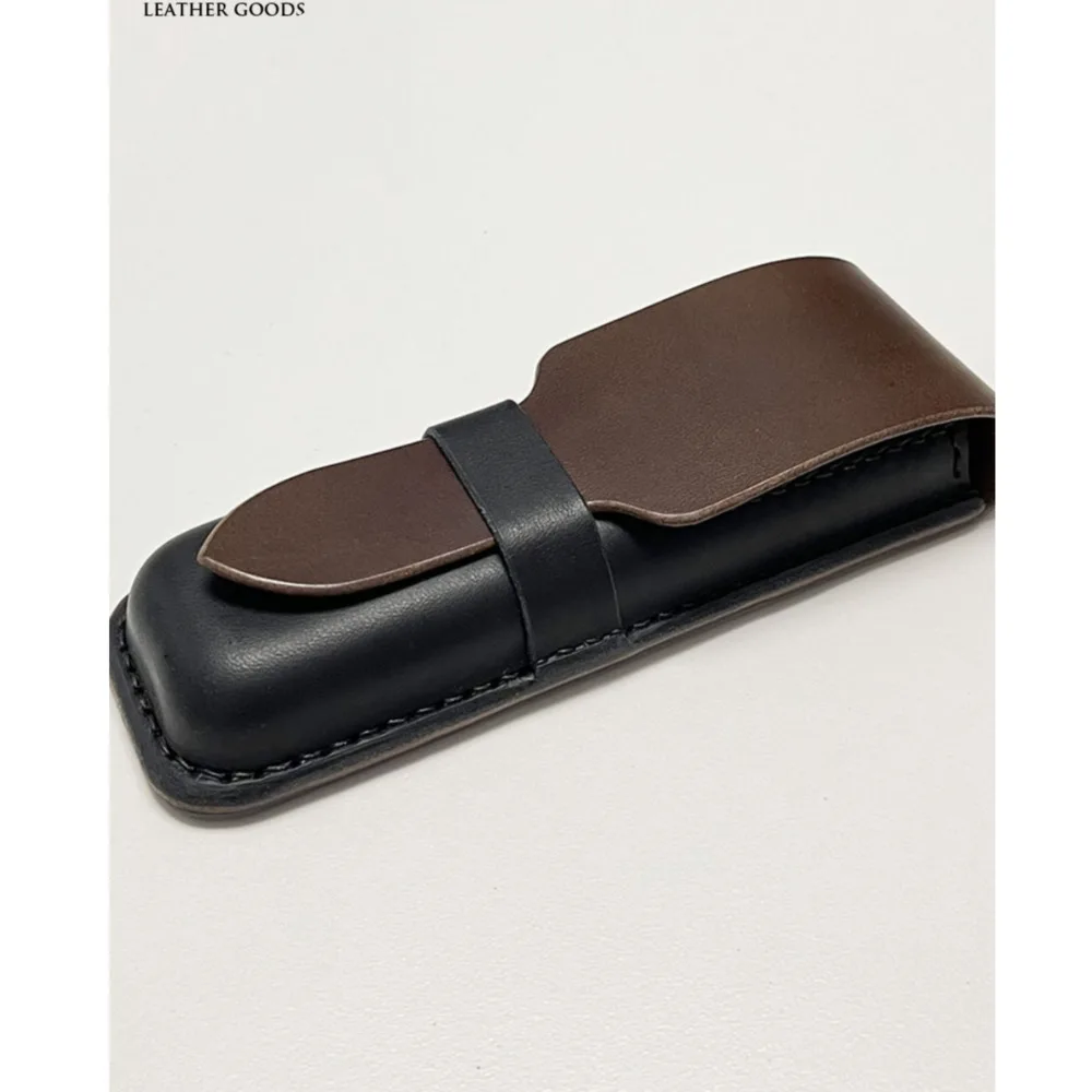 

Handcrafted Vegetable Tanned Cowhide, Sturdy And Pressure Resistant. Handmade Pen Bag For 2 Pens