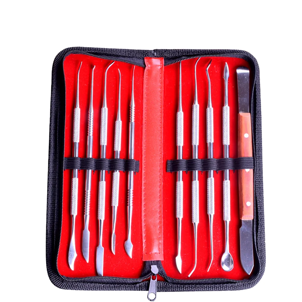 10PCS/Set Wax Engraving Kit Stainless Steel Wax Spatula Wax Carving Tool Set for Dental Use (Silver)