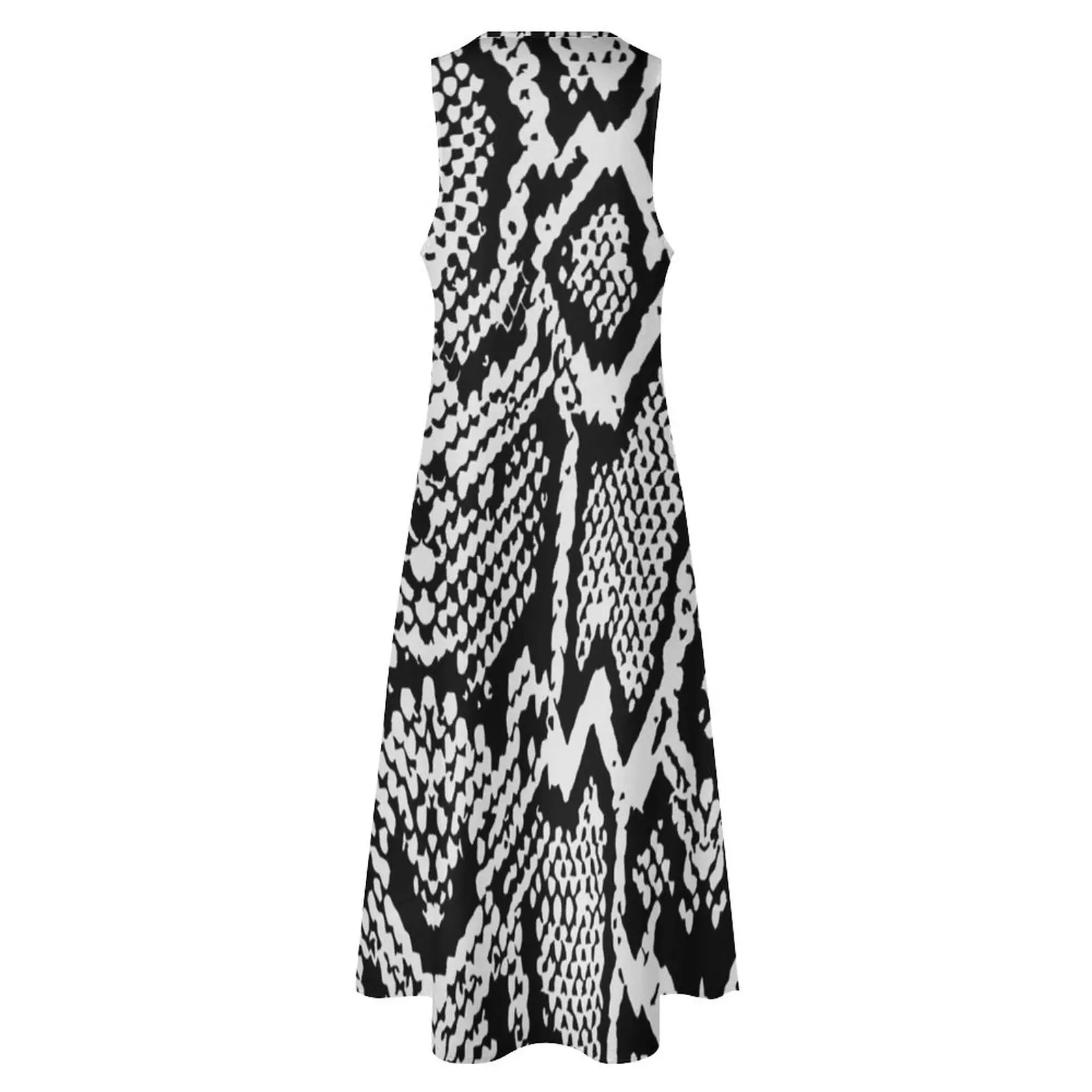 Abito in pelle di serpente bianco nero Stampa pelle di serpente animale Abito maxi carino Moda coreana Boho Beach Abiti lunghi Abbigliamento 3XL 4XL