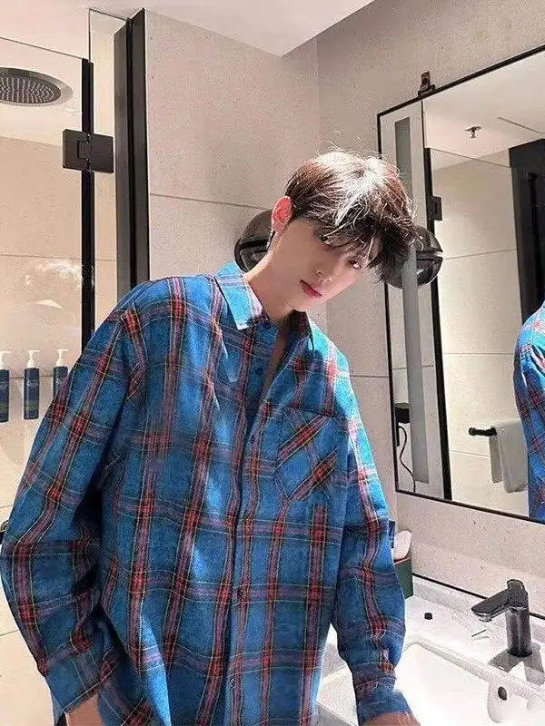 

Мужская рубашка Cleanfit синего цвета в клетку с длинными рукавами, модная брендовая рубашка в американском стиле, весенне-летняя рубашка-куртка высокого класса