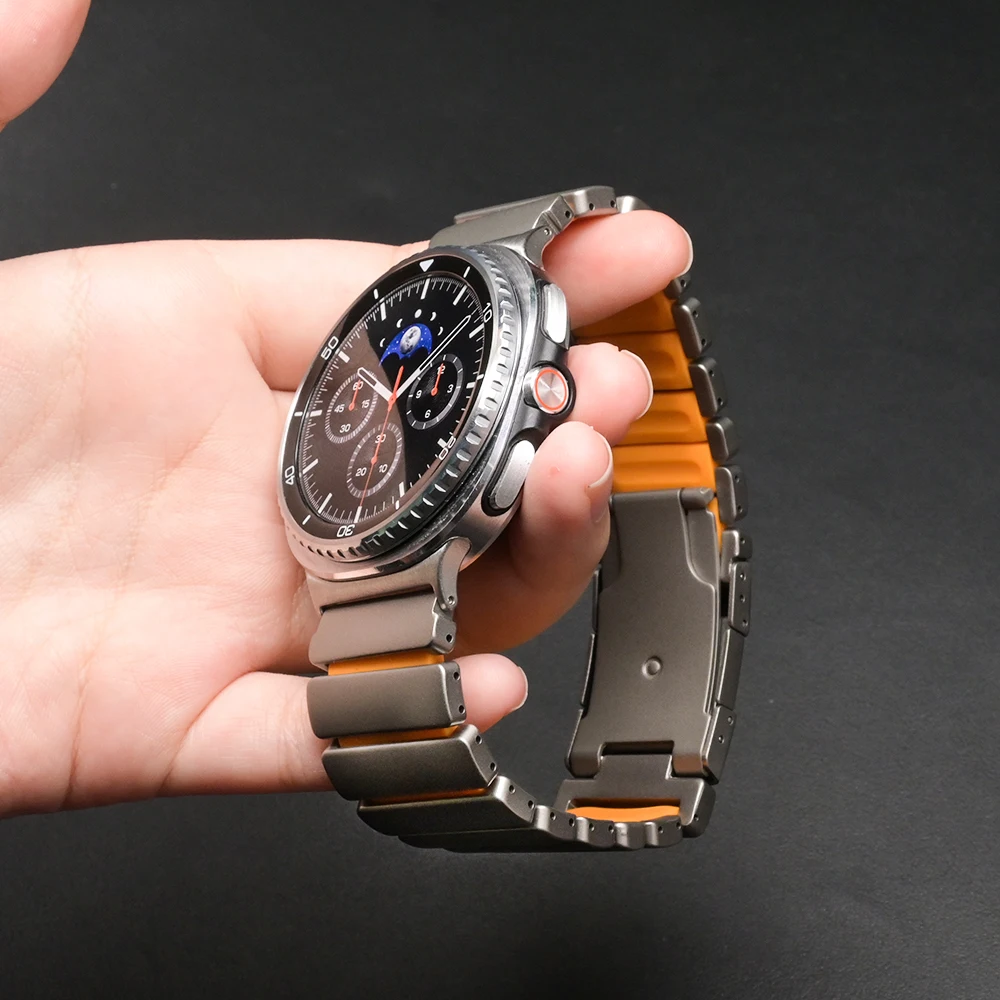 حزام مطاطي من التيتانيوم + لساعة سامسونج جالاكسي 8/8 كلاسيكي 46 مللي متر 44 مللي متر 40 مللي متر سوار معدني من السيليكون لسوار جالاكسي الترا 2025 47 مللي متر