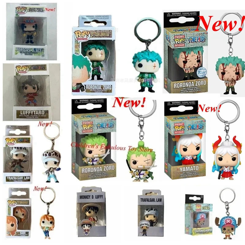 FUNKO-llaveros de bolsillo de una pieza, Chopper Roronoa Zoro Luffy Law Luffytaro Nami Ace figuras de acción de Anime de dibujos animados japoneses, Juguetes