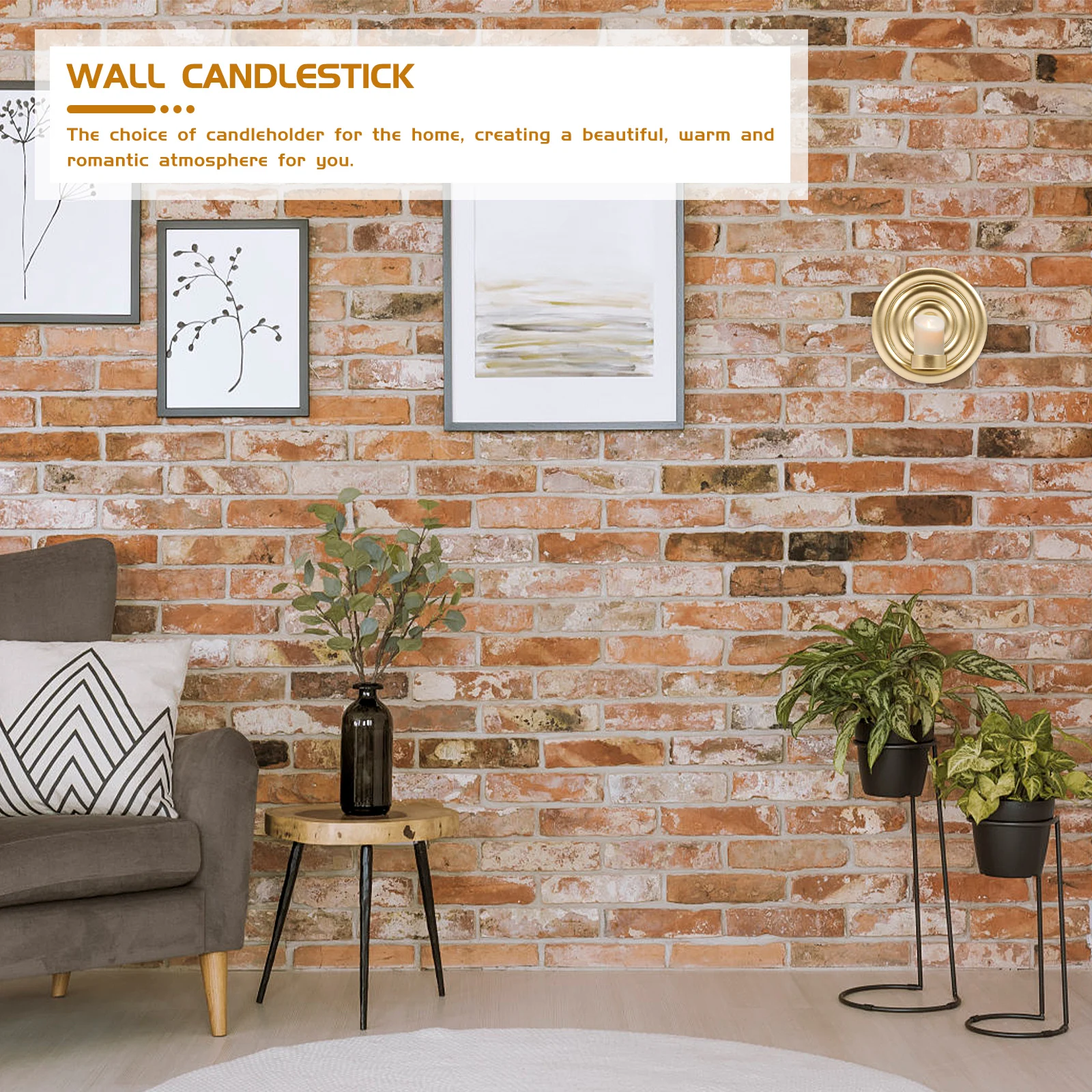 حامل شموع حديدي مثبت على الحائط، حامل معلق على الحائط أنيق وديكور غرفة المعيشة المنزلية، شمعدان جداري #4