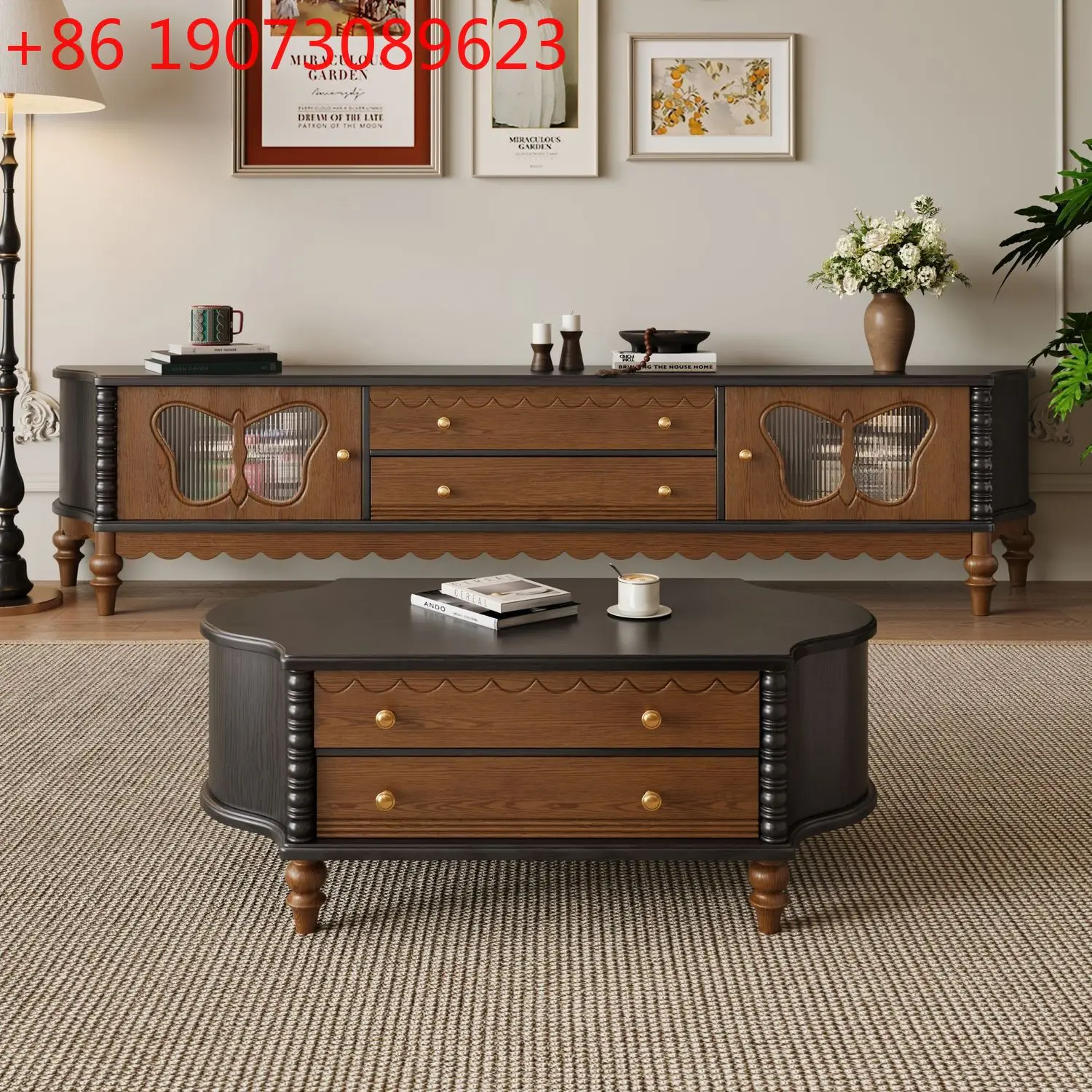 

Американский французский ретро шкаф для телевизора из цельного дерева, шкаф для хранения в гостиной, встроенный черный шкаф