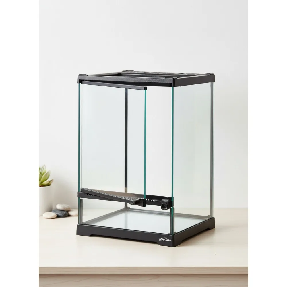 

Mini Reptile Glass Terrarium Front Opening Door Full View Escape-Proof Habitat for Small Lizards Snakes