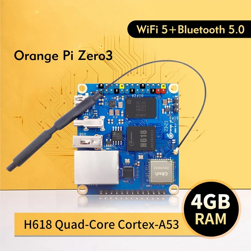 

For Orange Pi Zero 3 4GB RAM Single Board Computer Allwinner H618 Chip Wifi LPDDR4 Gigabit Zero 3 4GB Development Board Parts