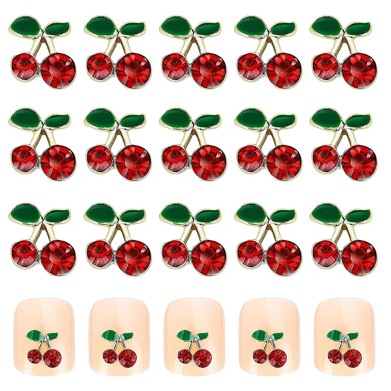 

100pcs Cherry Nail Charms Red Crystal Nail Art Decorations Glass Diamond Nail Art Rhinestones DIY Nail Art Accessories Parts