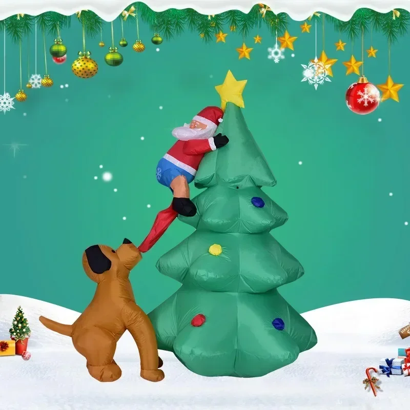 

Christmas air model 1.8 meters lighted inflatable dog bite Christmas tree old man climbing tree Christmas decorations