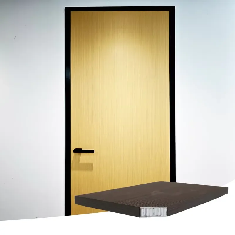 Warm Wood Grain Indoor Swing Door Aluminum Honeycomb Panel Commercial Lightweight Door