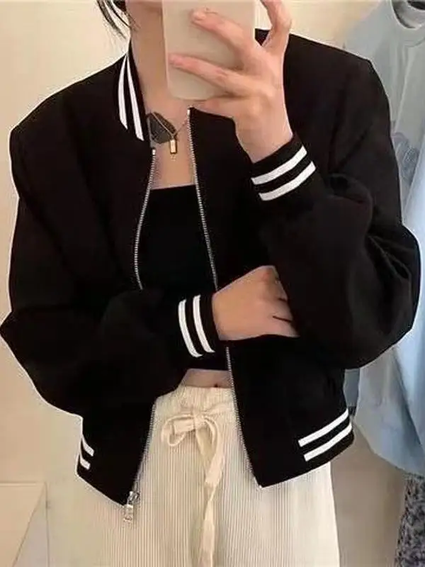 Coréen Sle ort Baseball Jaet femmes décontracté Sport manteau printemps été nouveau Faion Match tous les vêtements de loisirs petite taille