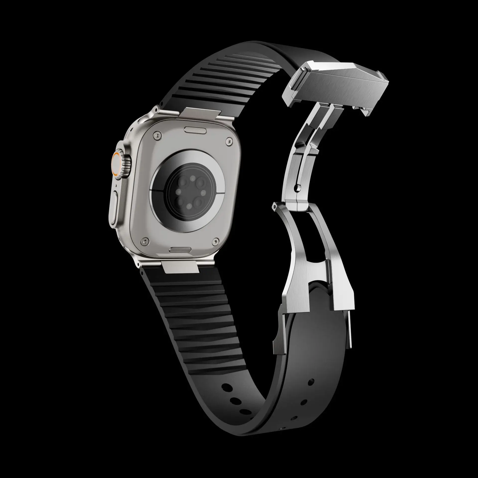 For Apple Watch Strap Ultra46 S11 Stainless Steel Watch Bands with High Strength Silicone Folding Buckle