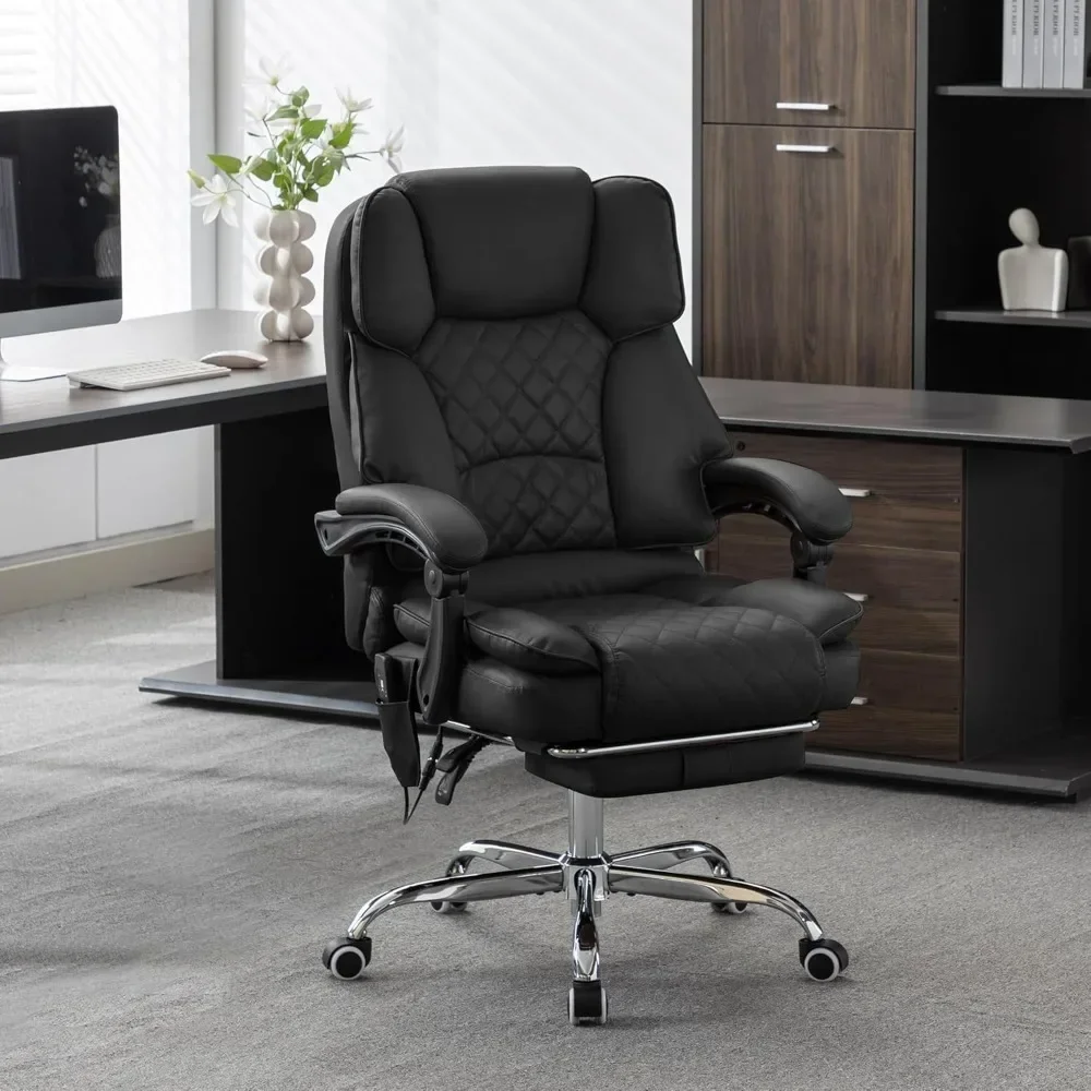 Kneading Massage Executive Office Chair with Heated,90-135°Reclining Office Chair with Footrest,Ergonomic Computer Desk Chair