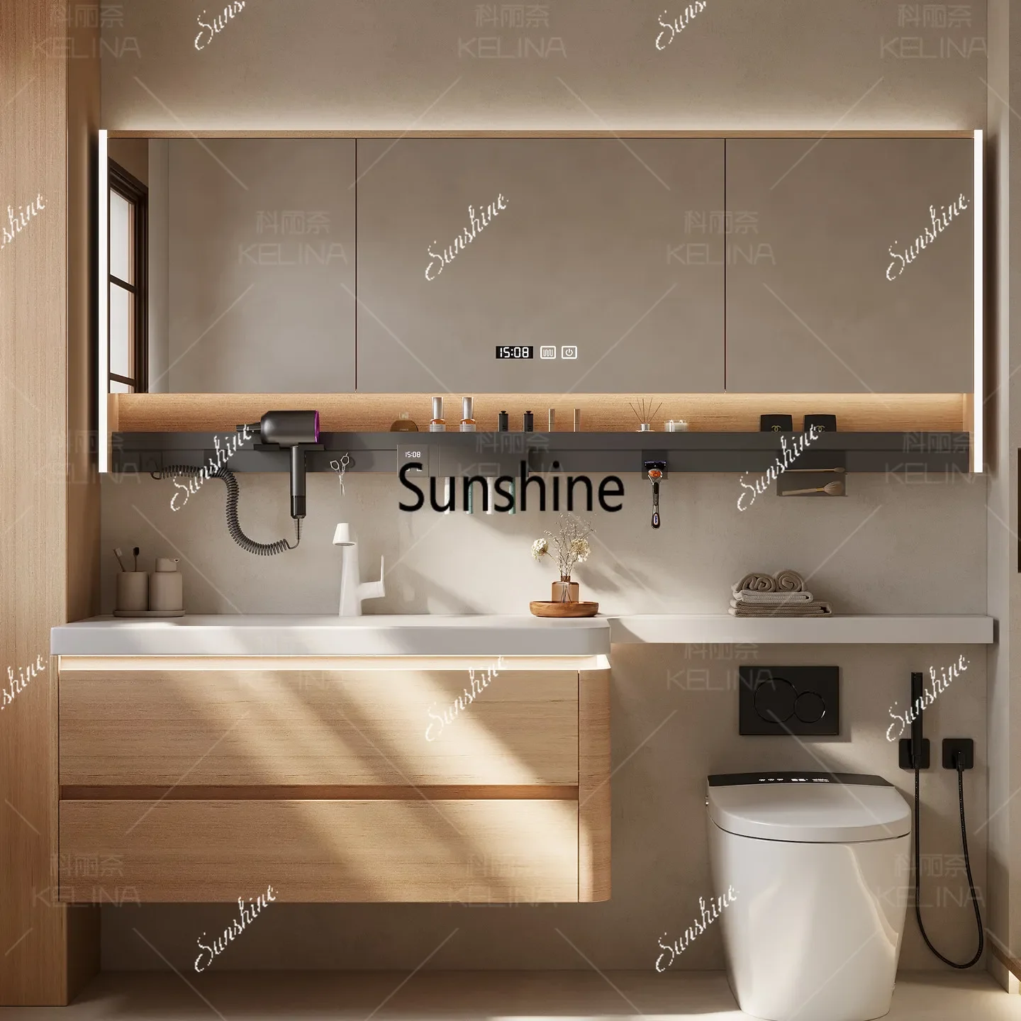 YLog wind bathroom cabinet toilet extension long integrated side cabinet storage combination