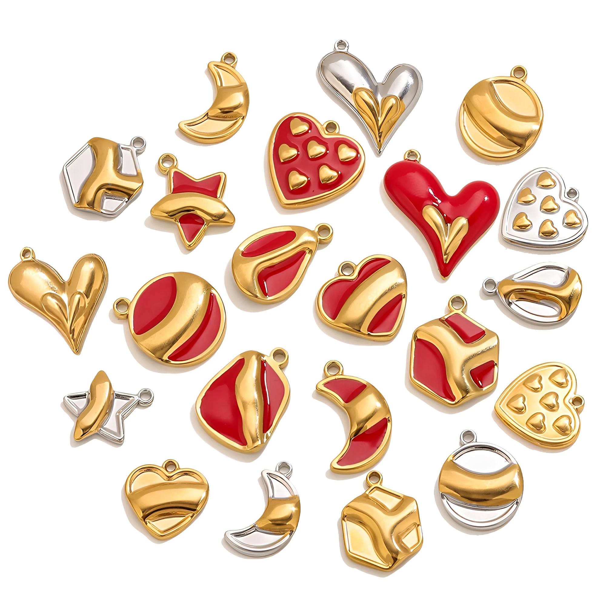 

5Pcs Stainless Steel Charms 18K Gold Plated Red Heart Pendant for DIY Jewelry Making Earring Necklace Bracelet Finding Wholesale