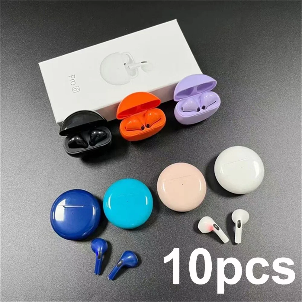 Factory Wholesale 10 PCS Pro 6 TWS 5.0 Mini Bluetooth Earphones Wireless Earbuds With Charger Case For Iphone Android Phones