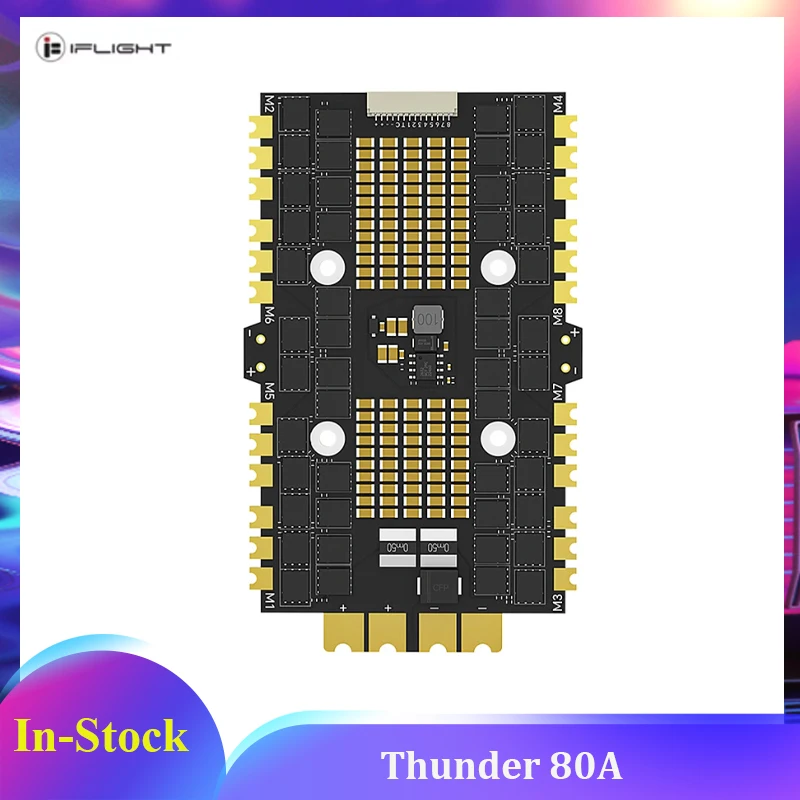 

iFlight Thunder 80A 8-IN-1 ESC Blheli_32 2-8S Lipo Supports DShot DShot150/ 300/ 600/ MultiShot/ OneShot for RC FPV Drone