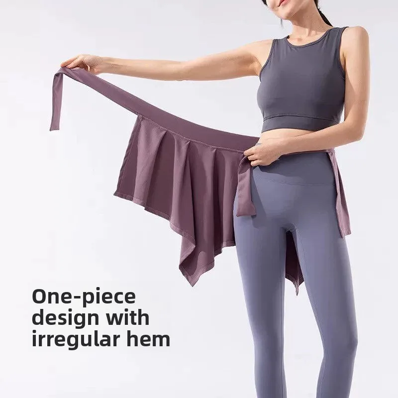 Sports Yoga Pants with Built-In Skirt Running Fitness Trousers Butt Covering Skirt One-Piece Hip Covering Running Skirt