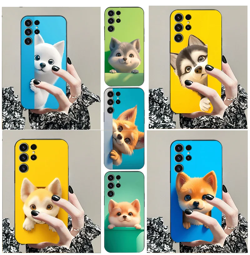 

for Samsung S10 24 lite fe plus black puppy TPU black anti drop and dustproof soft phone case 23 22 21 20 11 Ultra PRO 4 G 5