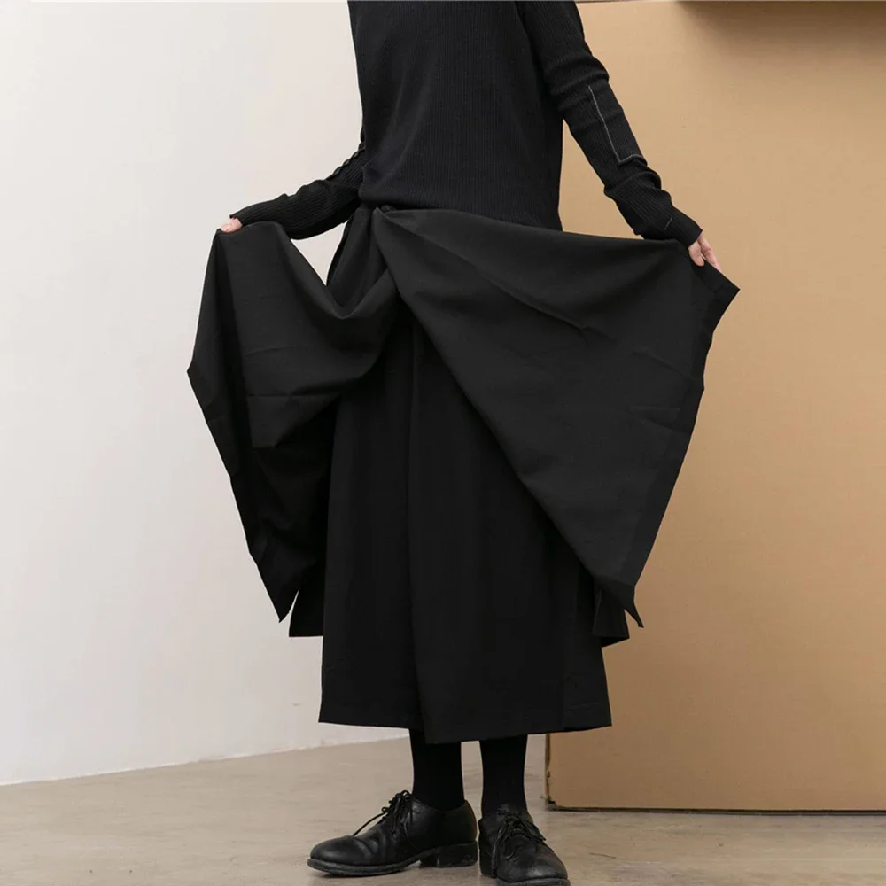 XS-5XL Y2k Gothic Dark Layered Skirt Pants Genderless Niche Streetwear Japanese Fashion Youth Trend Casual Pants Unisex 2026 New