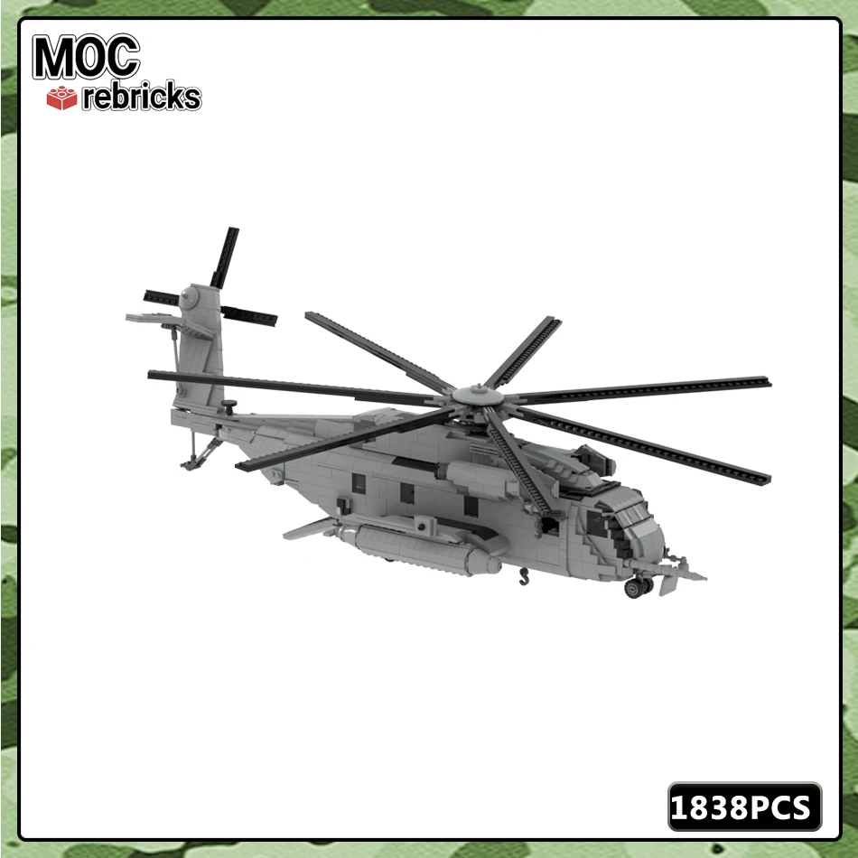 MOC Militaire Serie DIY Bouwsteenmodel Modern BM-CH-53 MiniAircraft Onderdelen Set Kindercadeau Educatief speelgoed