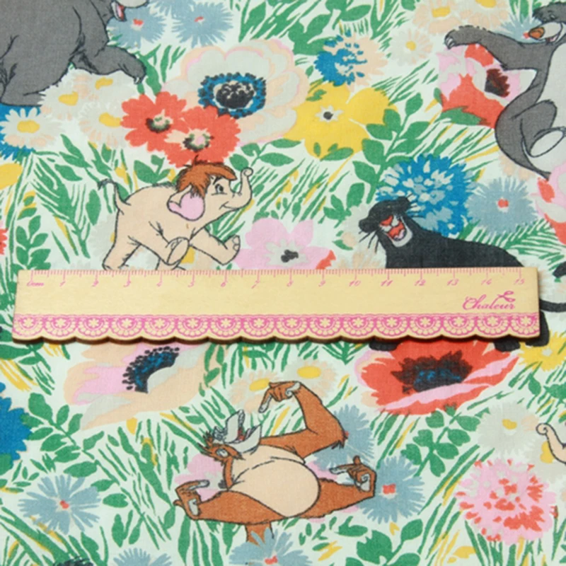 width 110cm Thin Disney Jungle Book Cotton Dress Fabric Per Half Yard,DIY Quilting Patchwork Fabrics Sewing Dress Material