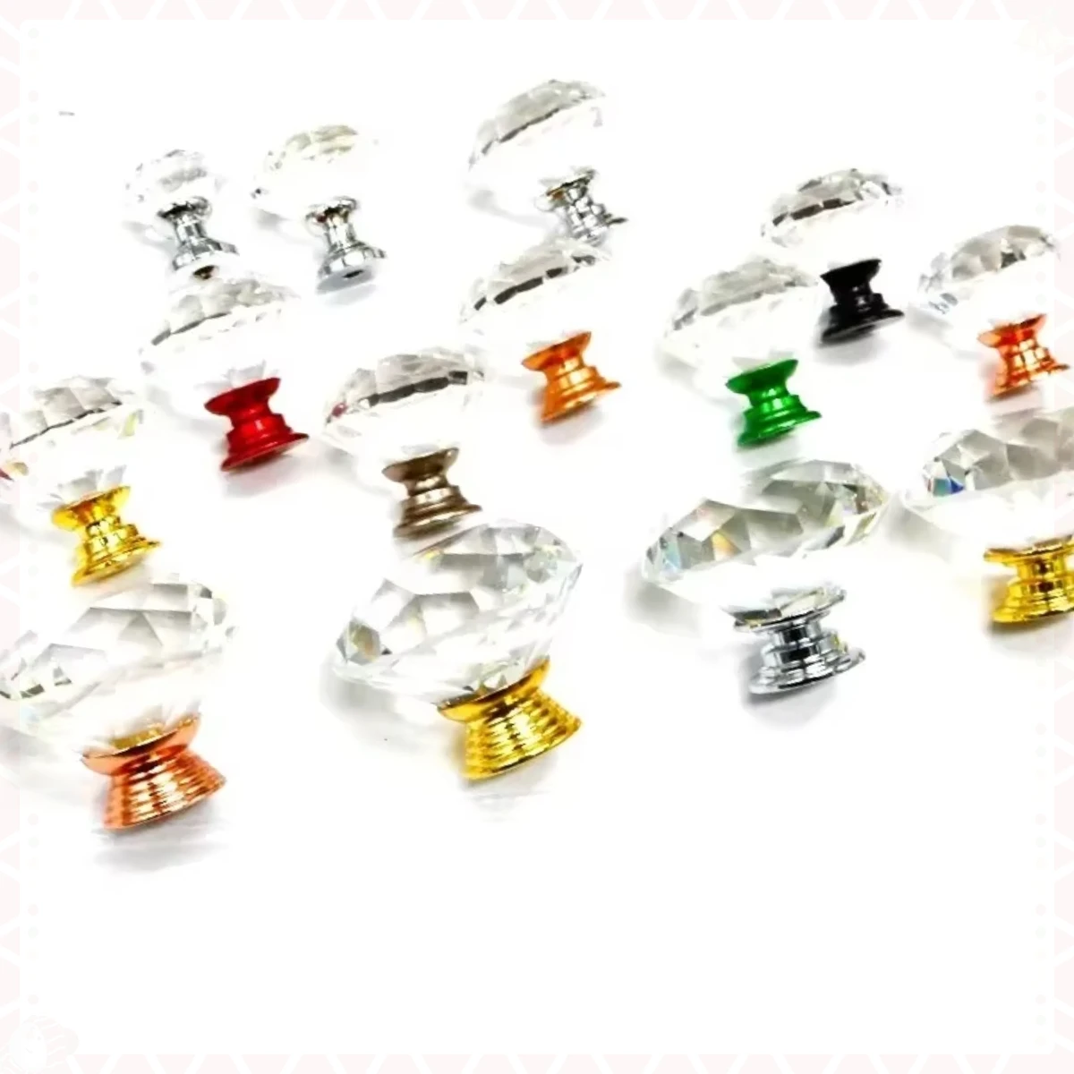 20mm 30mm 40mm Diamond Diamond Shape Colorful Crystal Glass Knobs Cupboard Drawer Pull Door Kitchen Cabinet Wardrobe Handles