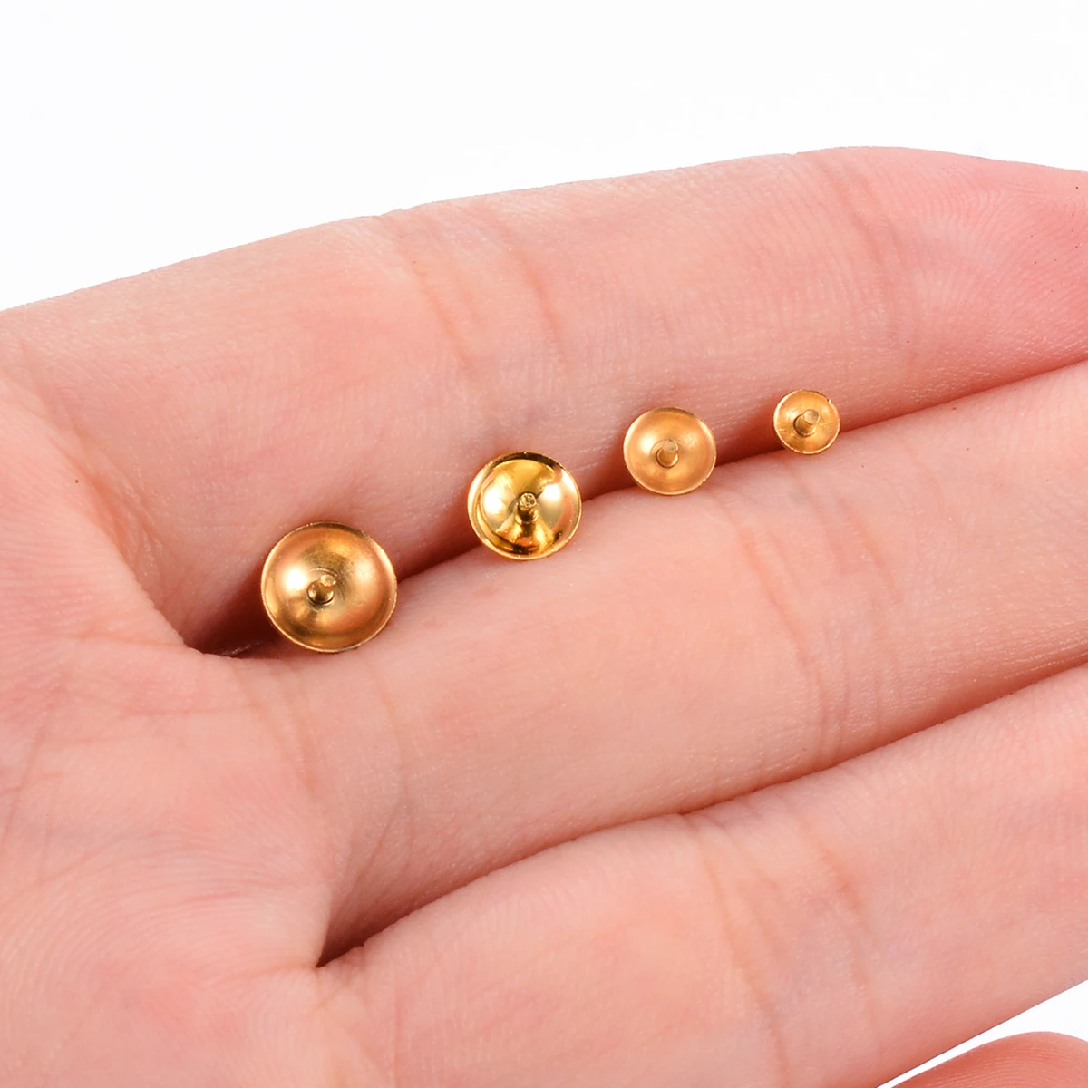 Großhandel 50 Stück/lot Edelstahl Blanko-Ohrstecker 3/4/5/6mm Basis für Halbloch-Perlen DIY Schmuck – Detail 6