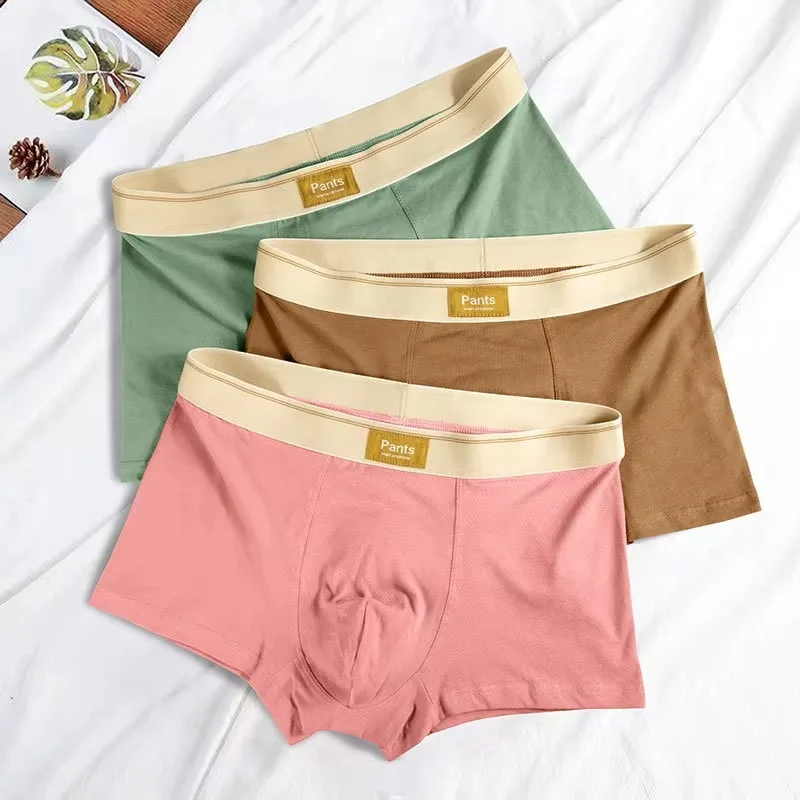 

3 шт., мужские трусы, хлопковые боксеры, мужское нижнее белье, мужские боксеры, дышащие U-образные выпуклые мужские трусы, сексуальные плавки