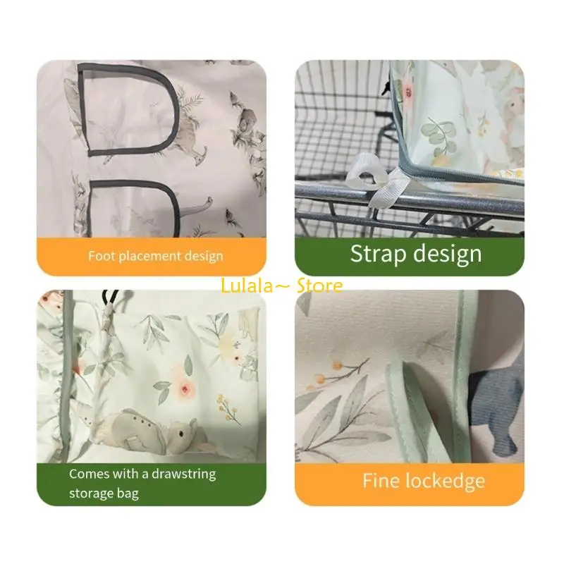 Y4QA 2 In 1 Machine Washable Shopping Cart Sleeve High Chair Cover Ffor Toddler Portable Carry Bag Function Included