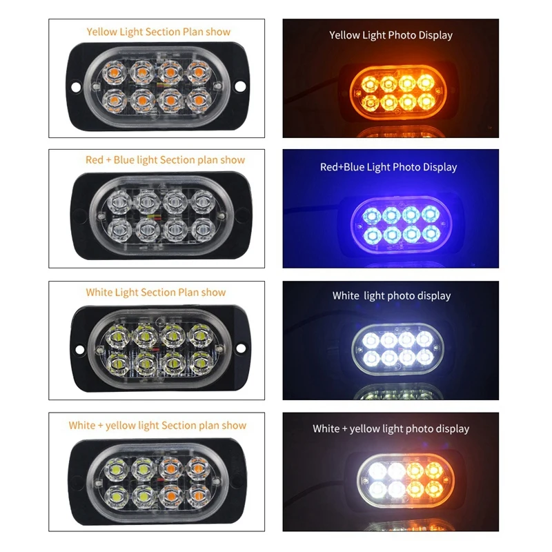 8-Led Flash Recovery Warning Strobe Car Auto Urgency Emergency Signal Light Fog Flashing