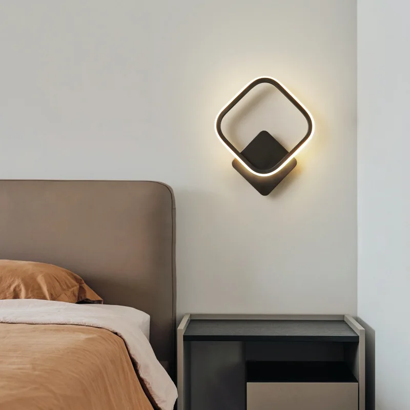 

Creative Internet Celebrity Bedroom Bedside Lamp Modern Simple Aisle Stairs Living Room Background Full Copper Led Wall Lamp