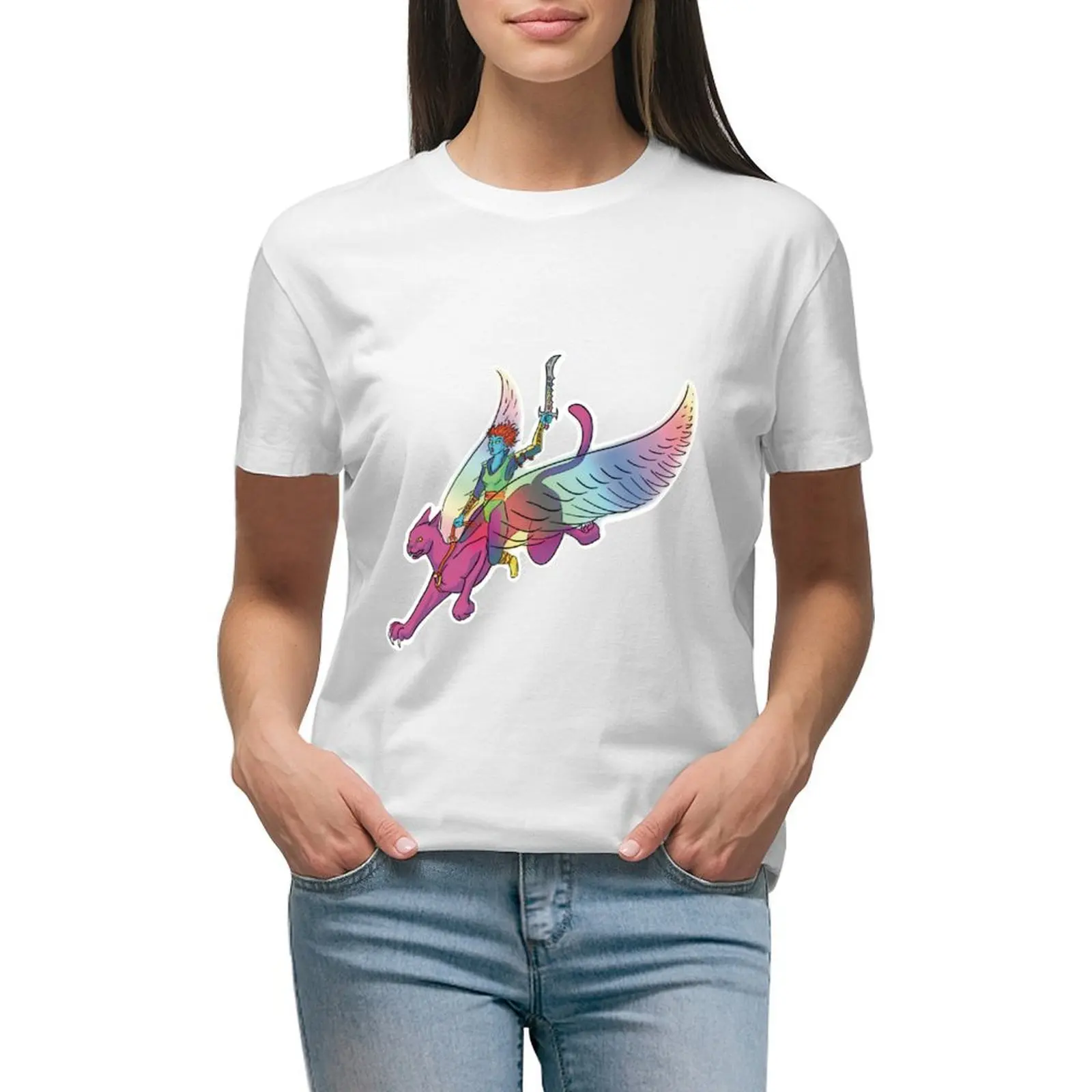 

Prismatic Rider T-shirt lady clothes Short sleeve tee black t shirts for Women