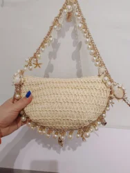 Beach Breeze Sea grass seashell pearl bag hand armpit bag