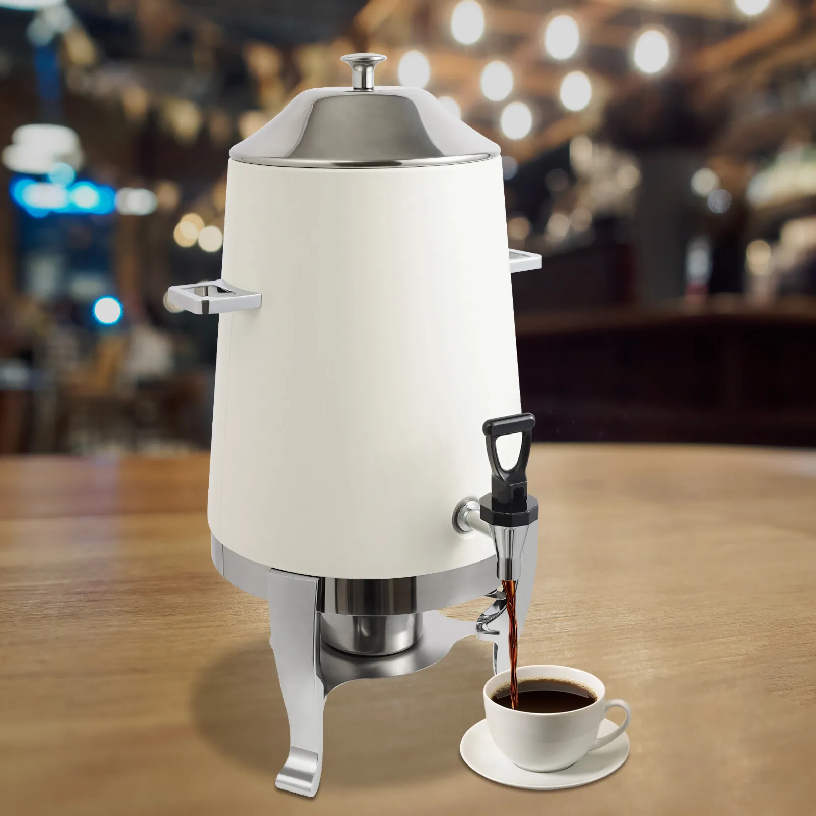 

Диспенсер для напитков (кофе, чая, горячей воды) с подставкой и держателем для топлива, белый