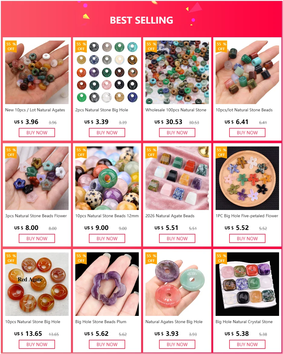 Großhandel 100 Stück Natursteinperlen, großes Loch, Abacus-Form, Agts-Steinperlen für die Herstellung von Schmuck, Halsketten, Loch 4 mm, Größe 5 x 10 mm – Detail 1