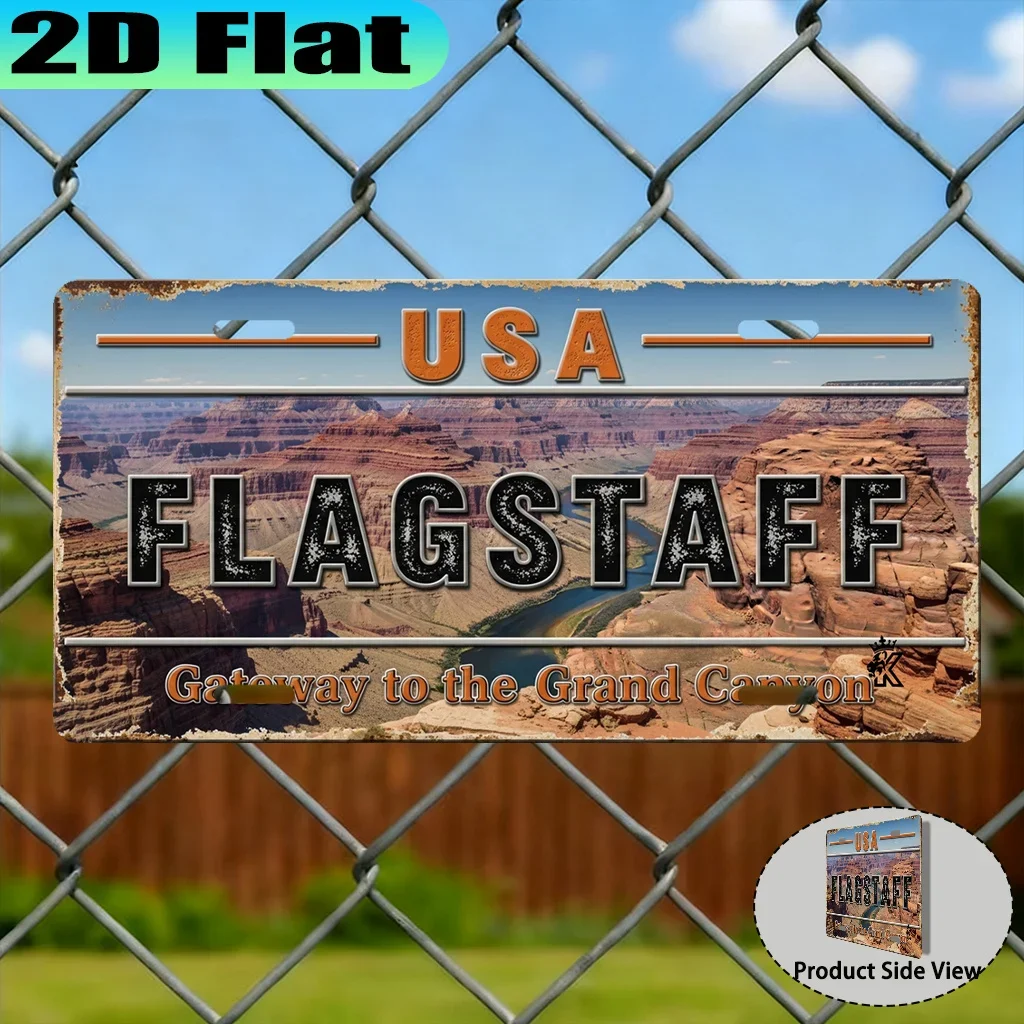 2D Flat, [2D Flat] 2D Flat Print, 1pc, Flagstaff Grand Canyon Gateway Vintage Sign Metal Sign 30.48X15.24 Cm, Vintag
