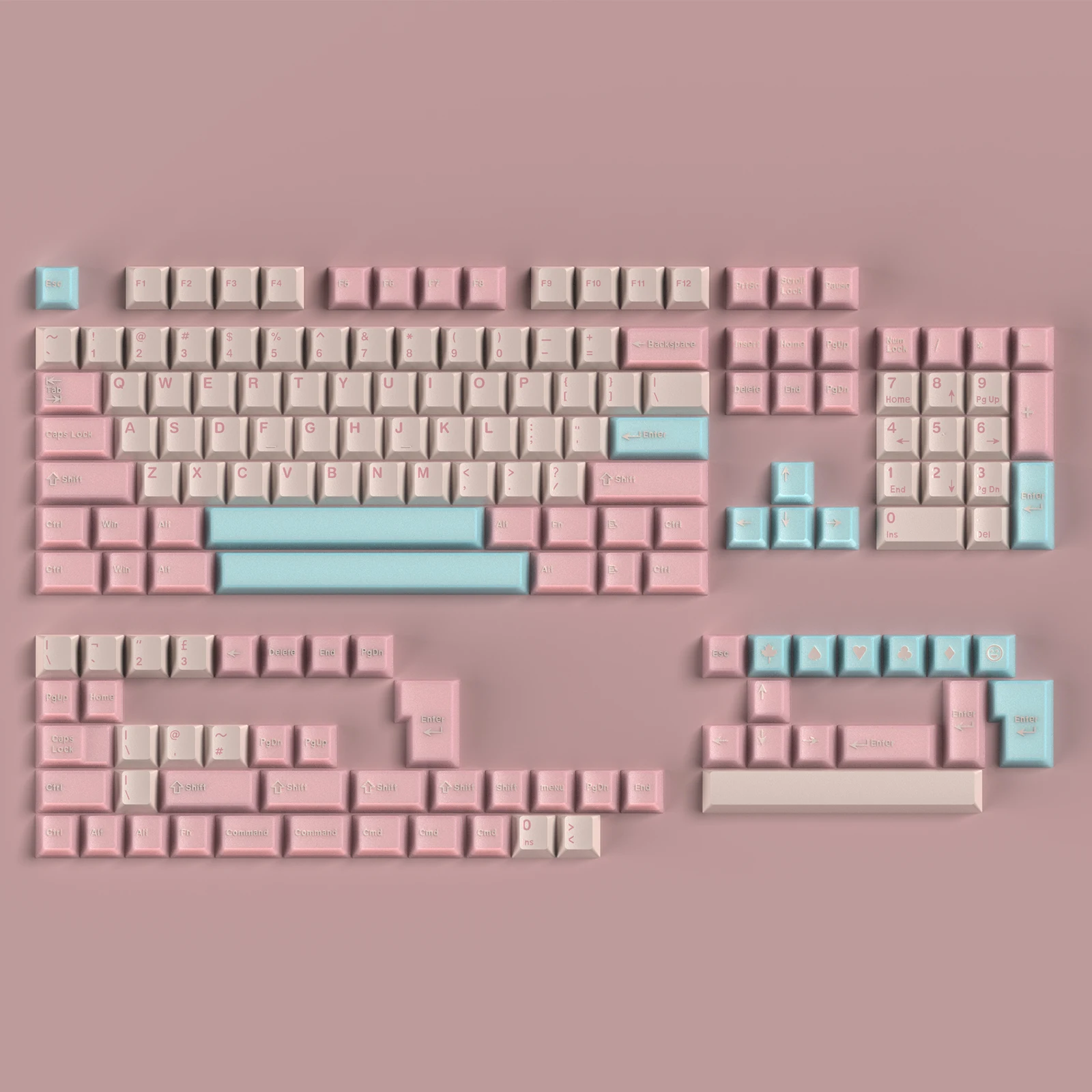 

Полупрозрачные колпачки для клавиш Pink Gull, 163-клавишный материал ABS + ПК, вишневый профиль, двойной выстрел для механической клавиатуры Cherry MX Switch