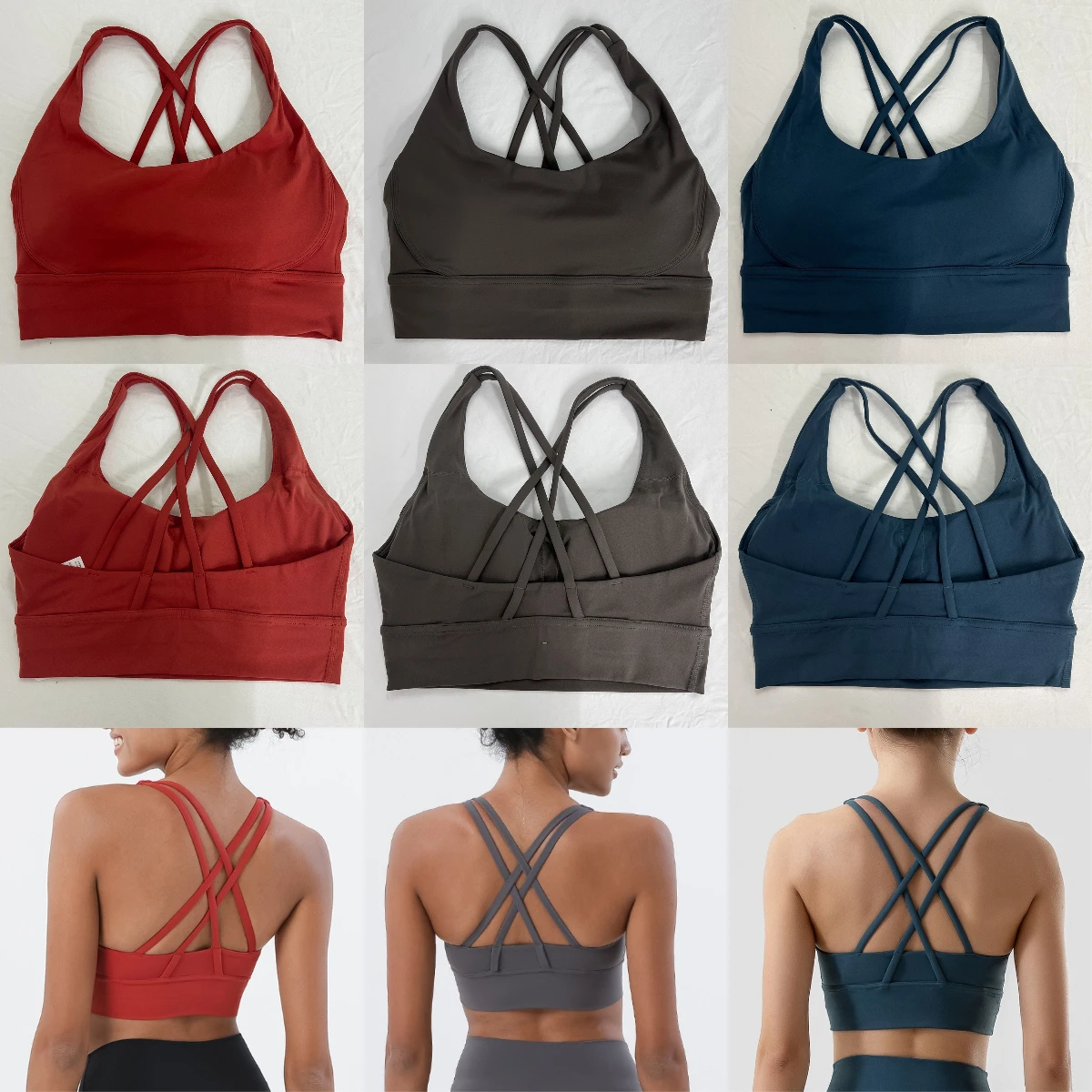 Top Women's Bra Yoga Clothes Nylon Fabric Gym Yoga Wear Padded Sport Bra Push Up Workout Top Underwear Bralette Woman