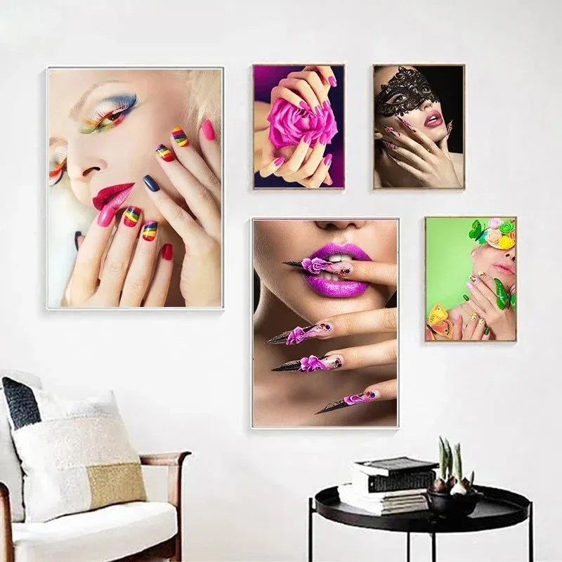 Nail Art Fashion Salon Colorful Canvas Painting Nordic Posters and Prints Modern Wall Art Cosmetics Beauty Shop Home Decor