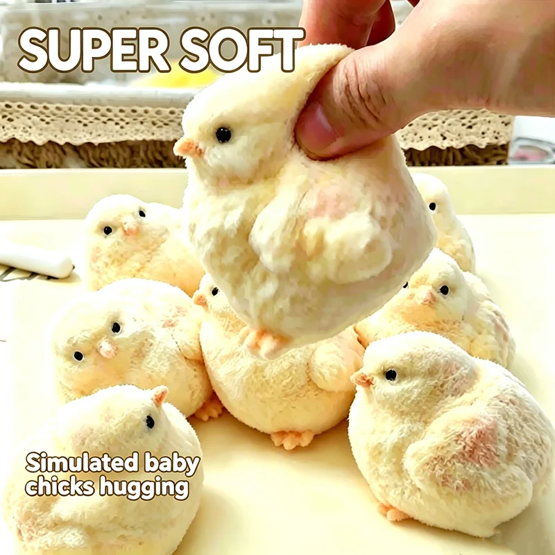 Velvet-textured silicone soft plush toy chicken squeeze toy for stress relief and fun de-stressing toy - view 4