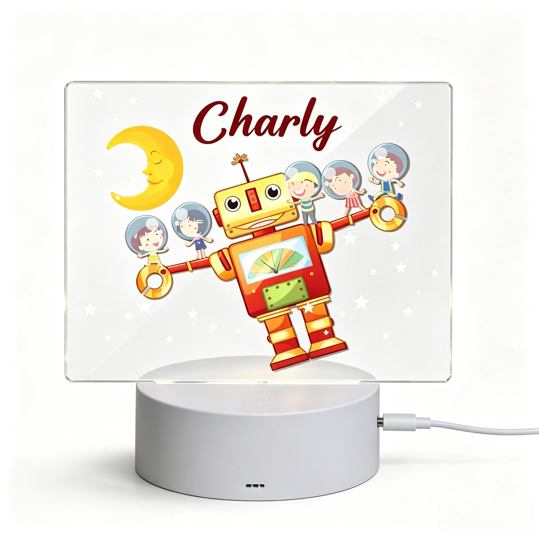 Moon Star Cartoon Space Pattern Acrylic Illusion Lamp Custom Birthday Gift Light