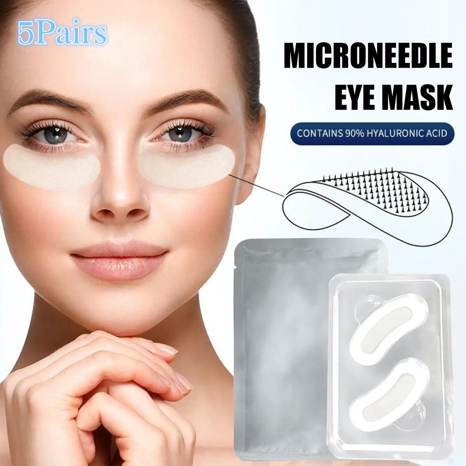 5Pairs Microneedle Eye Patches Mask For Anti Wrinkle Aging Dark Circles Moisturizing Under Eye Gel Pads Skin Care