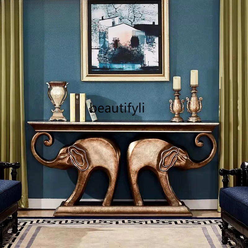 

French retro neoclassical European entrance table American decorative foyer cabinet Chinese wall side table