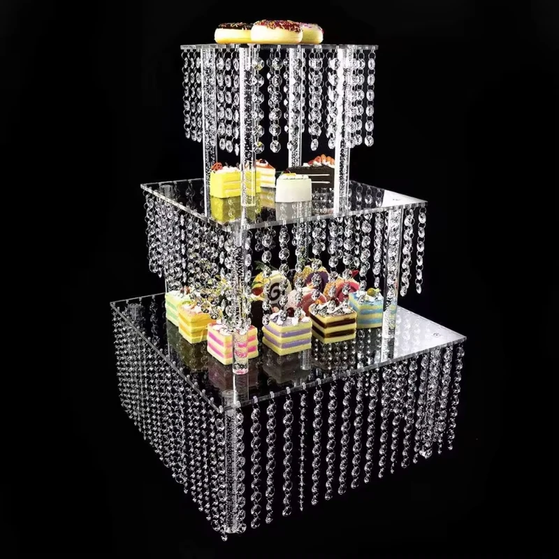 

3 Layer Crystal Acrylic Cake Stand Dessert Tray Fruit Plate Wedding Buffet Banquet Tea Break Table Afternoon Tea Column Rack