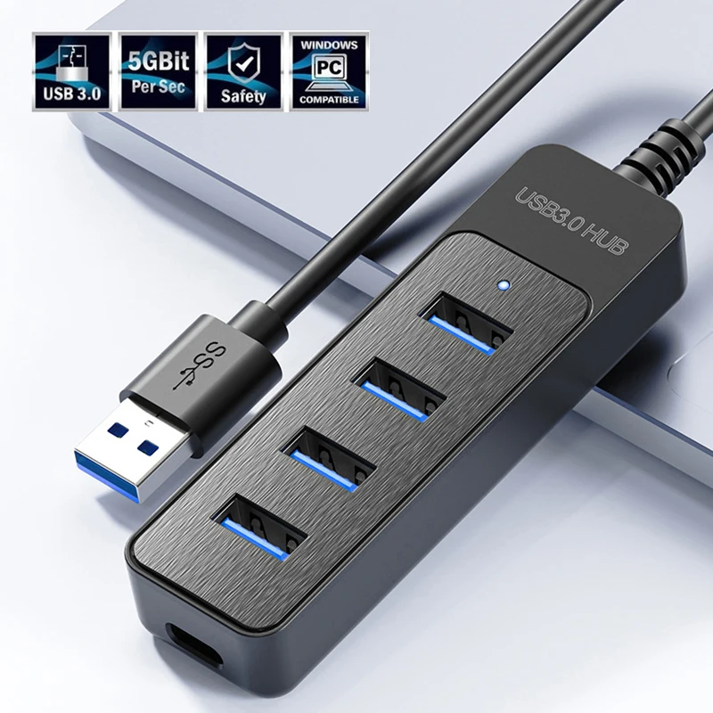 USB 3.0 Power Adapter 4 Port Multi USB Splitter Hub USB Hub 2.0 Type C HUB Multiple Expander High Speed For Laptops PC Computer