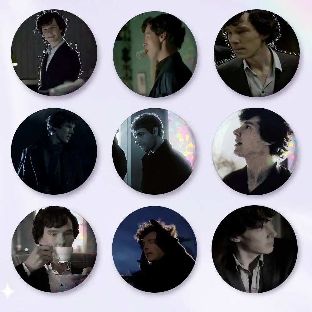 A-S-Sherlock S-Season Cartoon Round Brooches On Backpack Jacket Acrylic Button Pins Collection Gifts